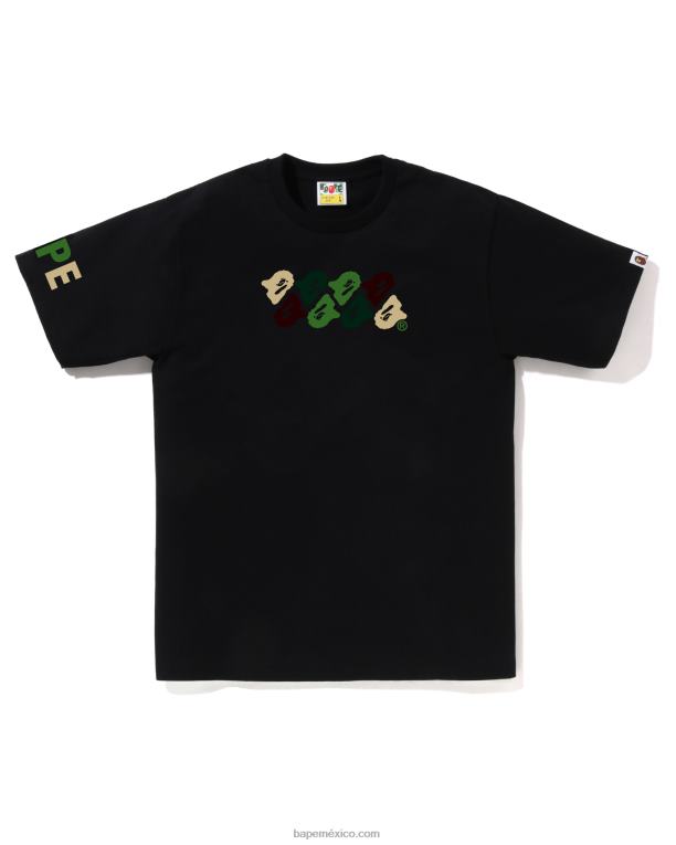 camiseta de camuflaje abc hombres A Bathing Ape 00RH75 negro