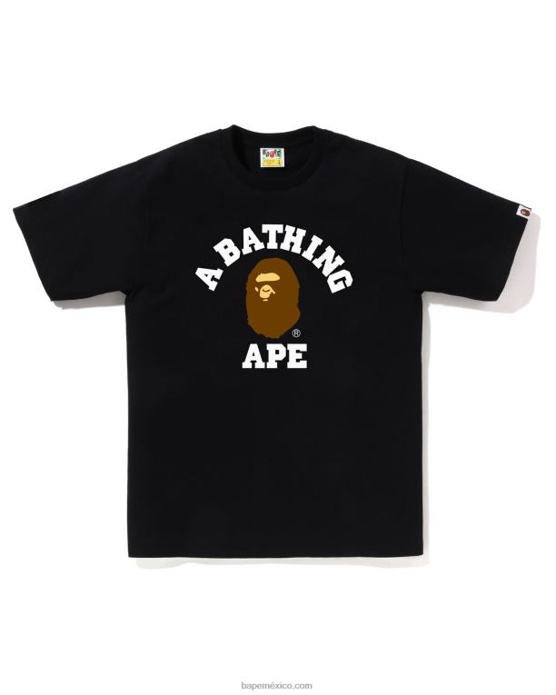 camiseta de la universidad hombres A Bathing Ape 00RH244 negro