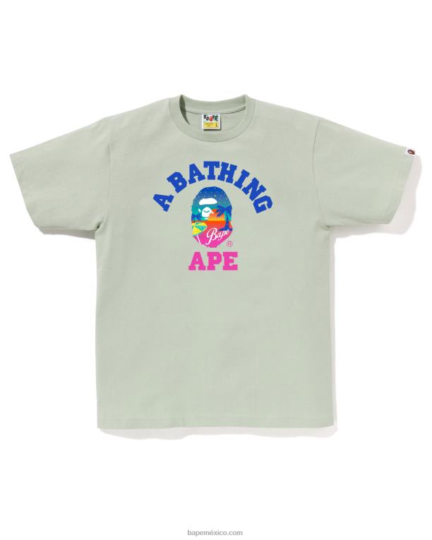 camiseta de playa al atardecer hombres A Bathing Ape 00RH71 verde claro