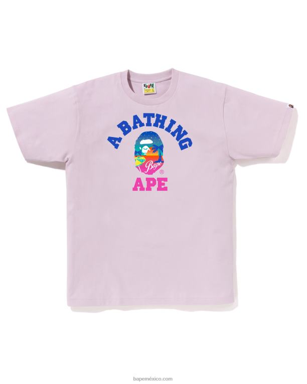 camiseta de playa al atardecer hombres A Bathing Ape 00RH72 lila pastel