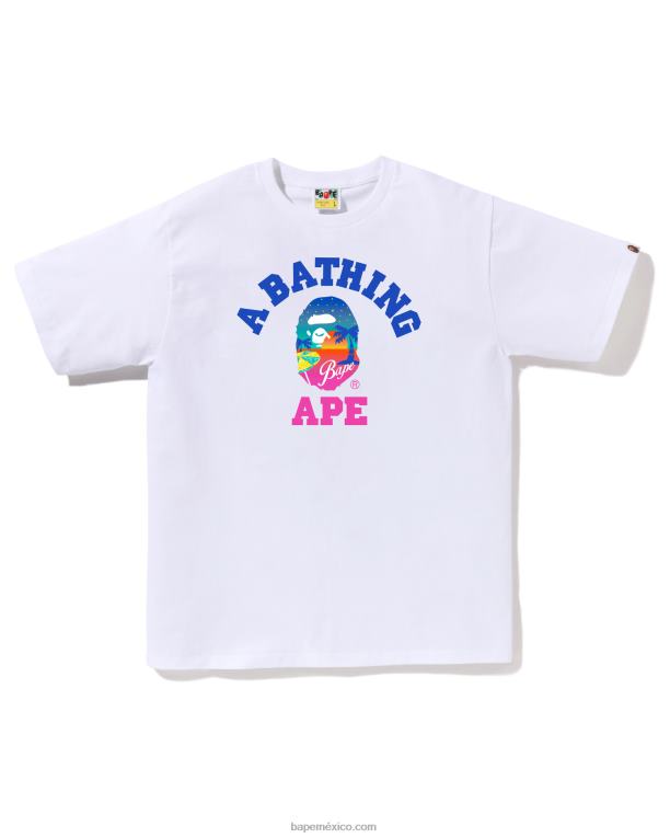 camiseta de playa al atardecer hombres A Bathing Ape 00RH73 blanco
