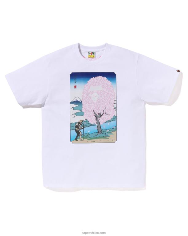 camiseta de sakura hombres A Bathing Ape 00RH217 blanco