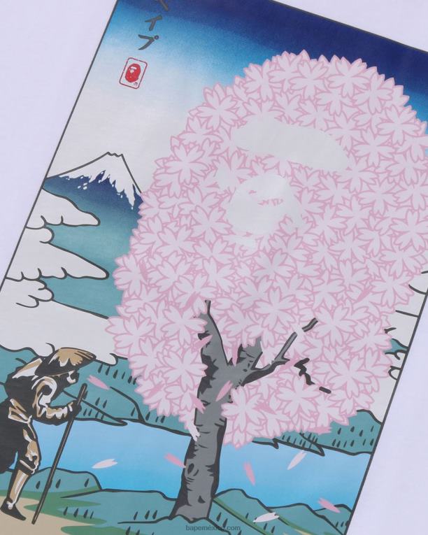 camiseta de sakura hombres A Bathing Ape 00RH217 blanco