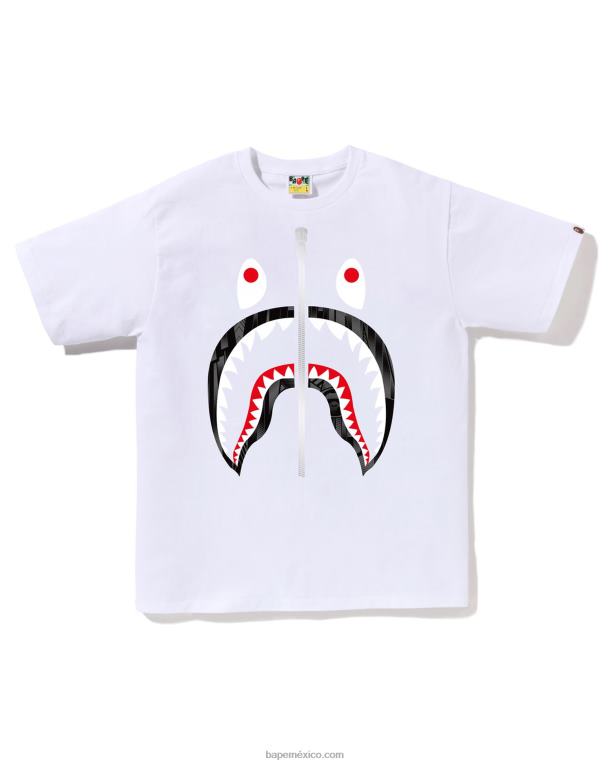 camiseta de tiburón corredor de velocidad hombres A Bathing Ape 00RH276 blanco