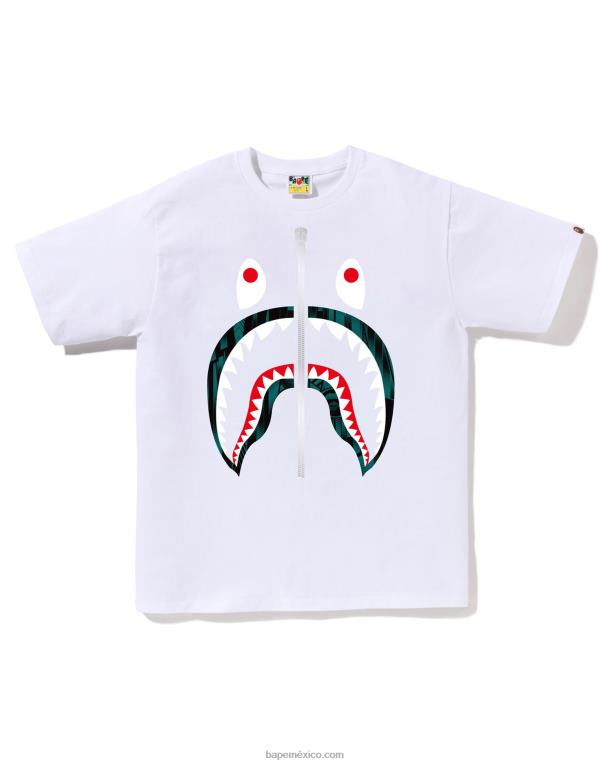 camiseta de tiburón corredor de velocidad hombres A Bathing Ape 00RH277 blanco