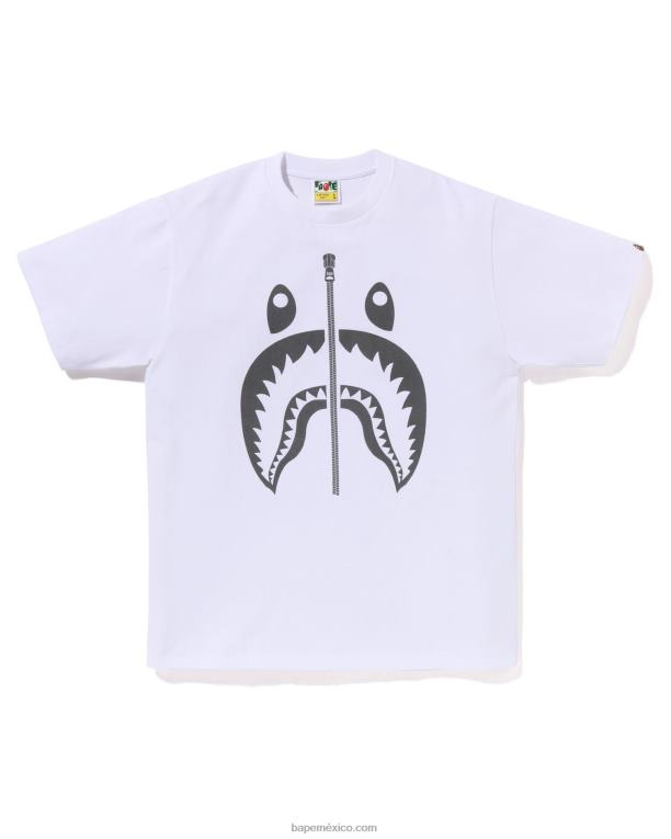 camiseta de tiburón de pigmento hombres A Bathing Ape 00RH283 blanco