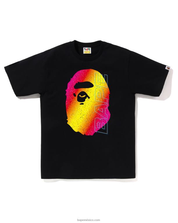 camiseta electro neón hombres A Bathing Ape 00RH11 negro