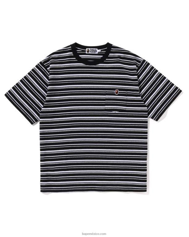 camiseta hoop one point de ajuste holgado hombres A Bathing Ape 00RH118 negro