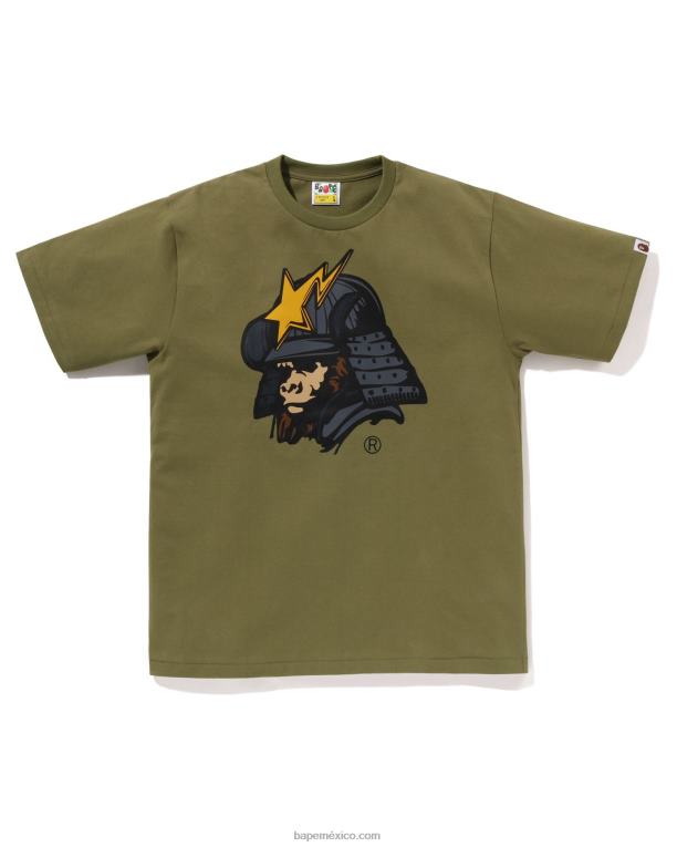 camiseta kabuto general hombres A Bathing Ape 00RH124 Musgo Verde