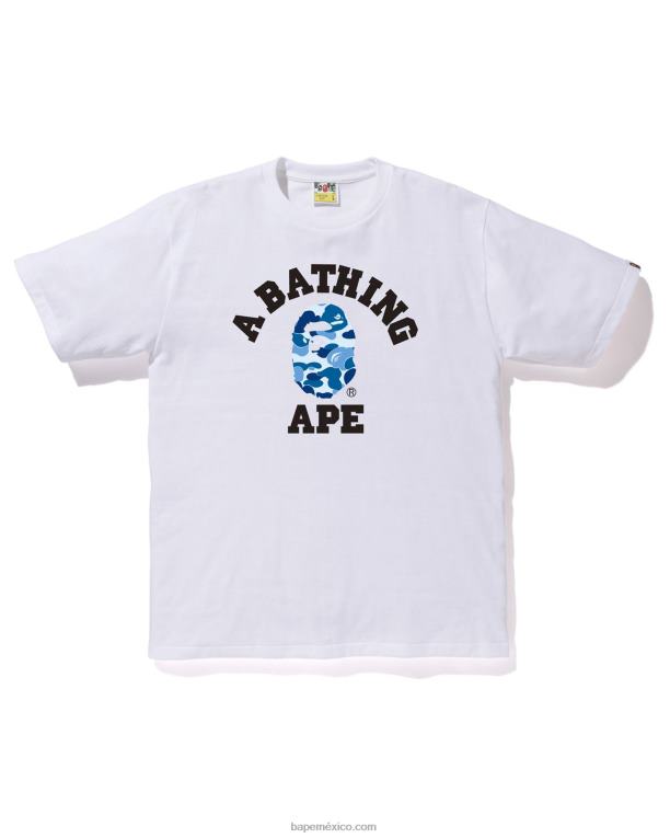 camiseta universitaria de camuflaje abc hombres A Bathing Ape 00RH211 blanco