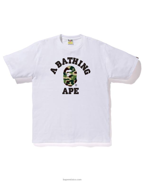 camiseta universitaria de camuflaje abc hombres A Bathing Ape 00RH212 blanco