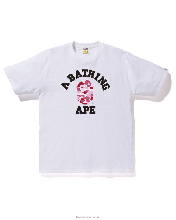 camiseta universitaria de camuflaje abc hombres A Bathing Ape 00RH213 blanco
