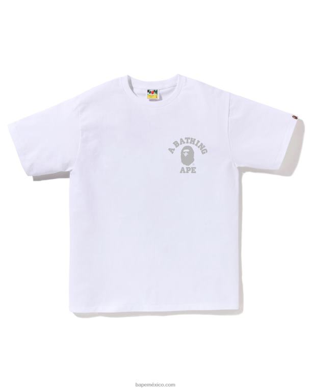 camiseta universitaria de camuflaje de nido de abeja hombres A Bathing Ape 00RH265 blanco