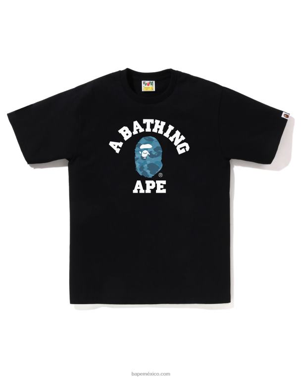 camiseta universitaria de camuflaje de nido de abeja hombres A Bathing Ape 00RH81 negro