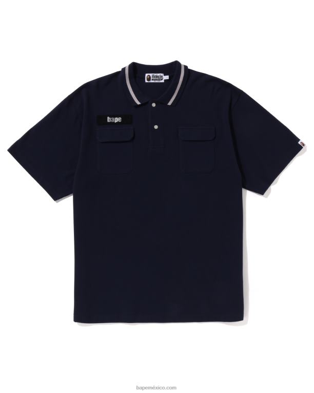 polo de corte holgado hombres A Bathing Ape 00RH142 Azul marino