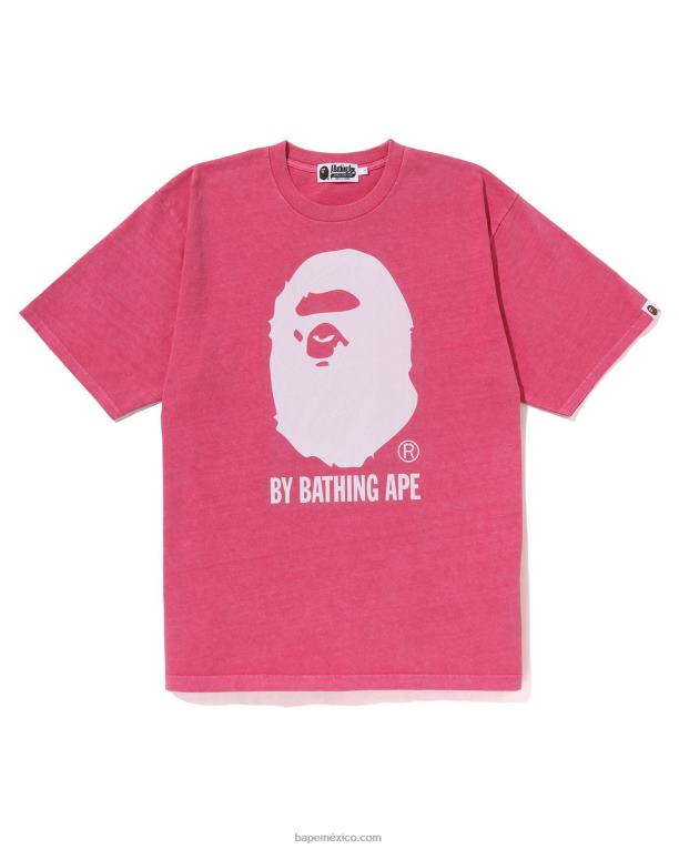 sobreteñido por camiseta relajada hombres A Bathing Ape 00RH253 rosa carmín