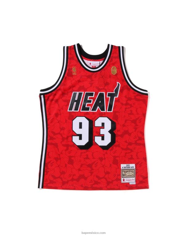 camiseta sin mangas miami heat de x m&n hombres A Bathing Ape 00RH364 rojo brillante