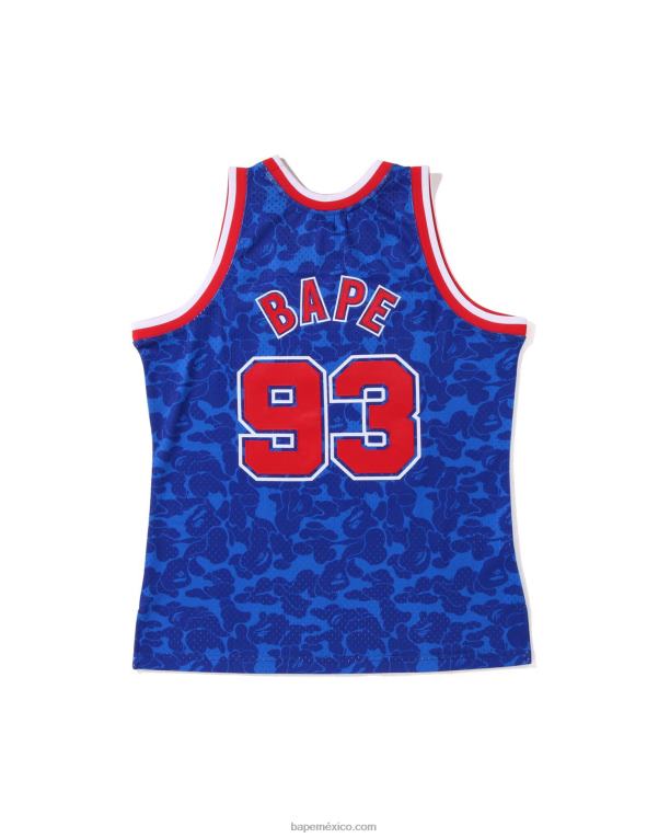 x m&n camiseta sin mangas de las redes de brooklyn hombres A Bathing Ape 00RH363 azul