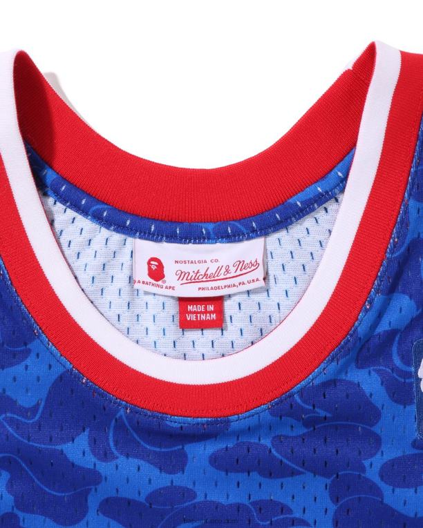 x m&n camiseta sin mangas de las redes de brooklyn hombres A Bathing Ape 00RH363 azul