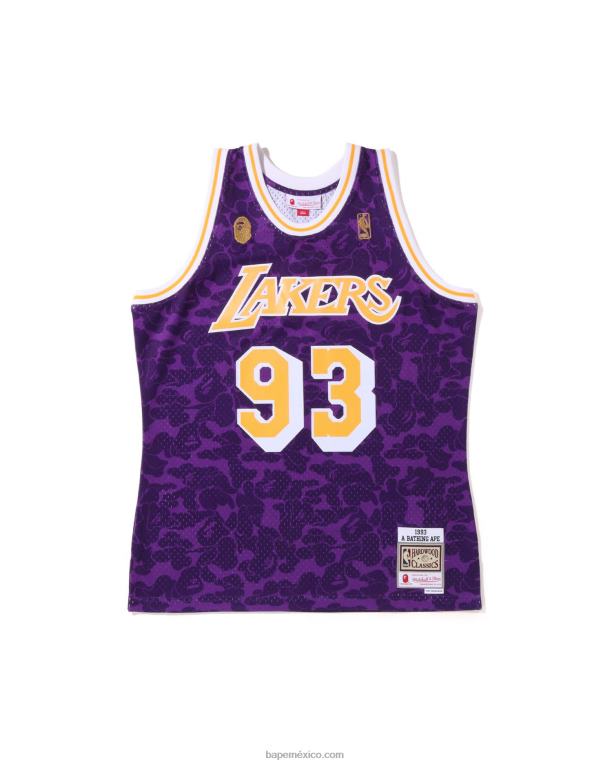 x m&n camiseta sin mangas de los angeles lakers hombres A Bathing Ape 00RH368 púrpura