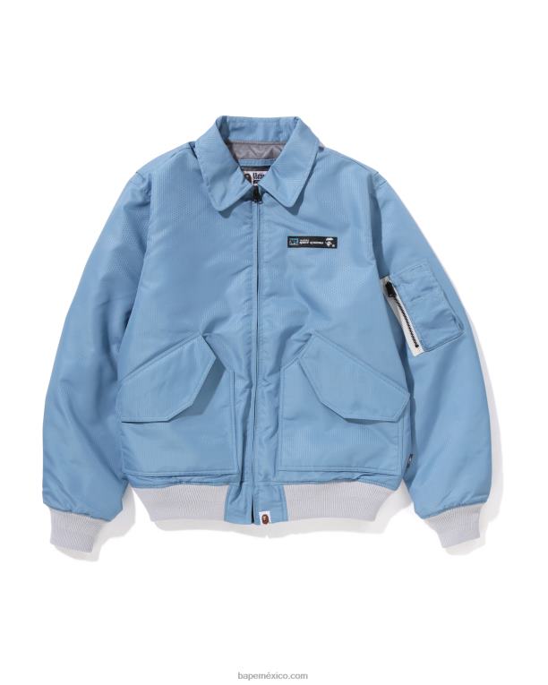 chamarra bomber con diseño de panal hombres A Bathing Ape 00RH317 azul claro
