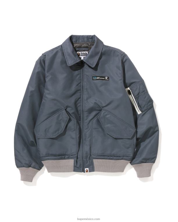 chamarra bomber con diseño de panal hombres A Bathing Ape 00RH318 gris