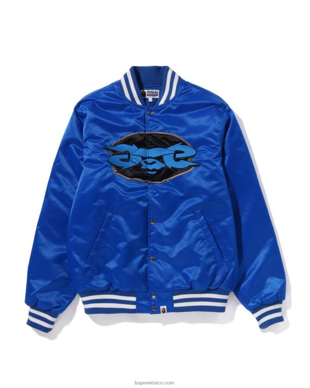 chamarra universitaria de nailon con ajuste holgado hombres A Bathing Ape 00RH350 azul