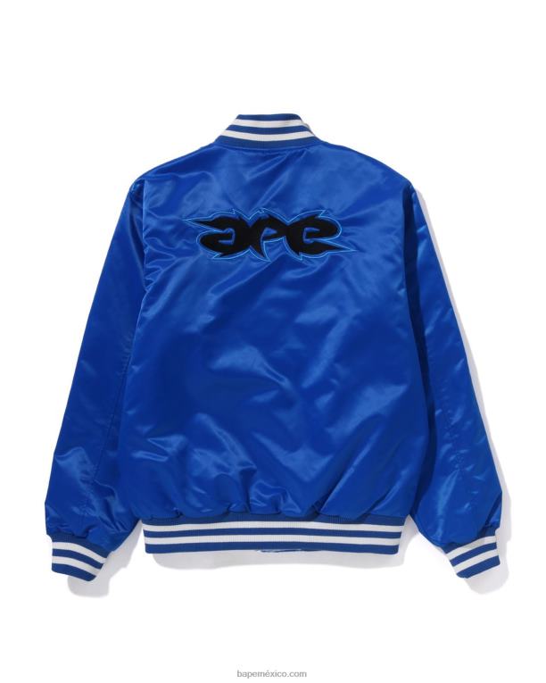 chamarra universitaria de nailon con ajuste holgado hombres A Bathing Ape 00RH350 azul
