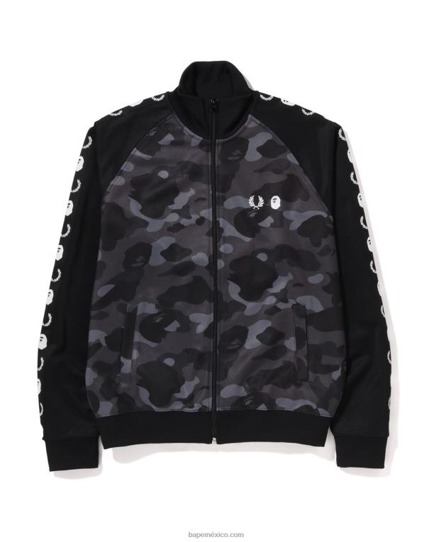 chaqueta de chándal camuflada en color x fred perry hombres A Bathing Ape 00RH214 negro
