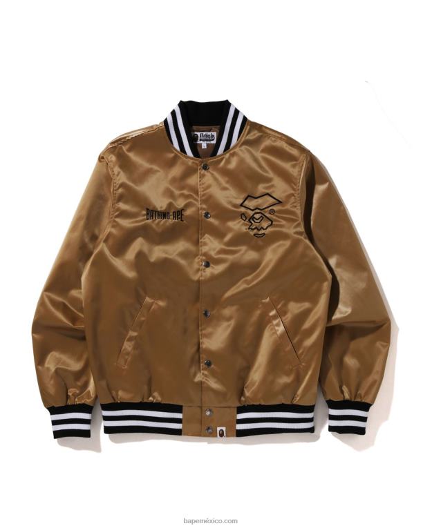 chaqueta universitaria de nailon hombres A Bathing Ape 00RH181 oro