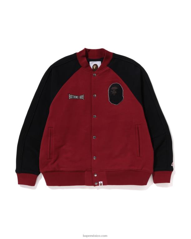 chaqueta universitaria de sudor hombres A Bathing Ape 00RH242 rojo brillante