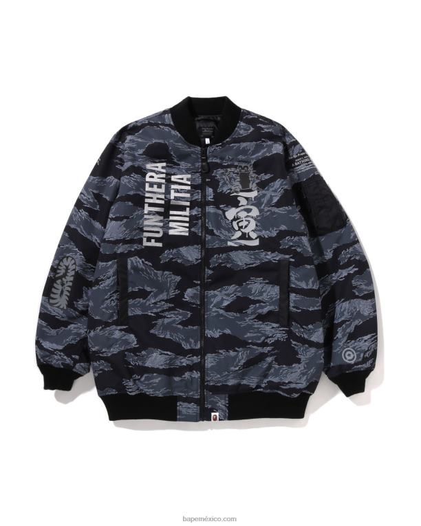 tigre camo largo ma-1 hombres A Bathing Ape 00RH326 negro