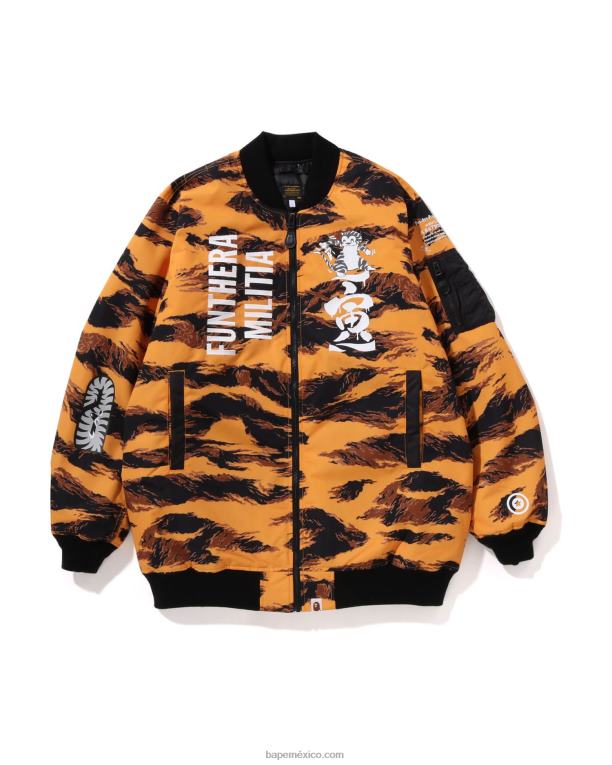 tigre camo largo ma-1 hombres A Bathing Ape 00RH327 naranja