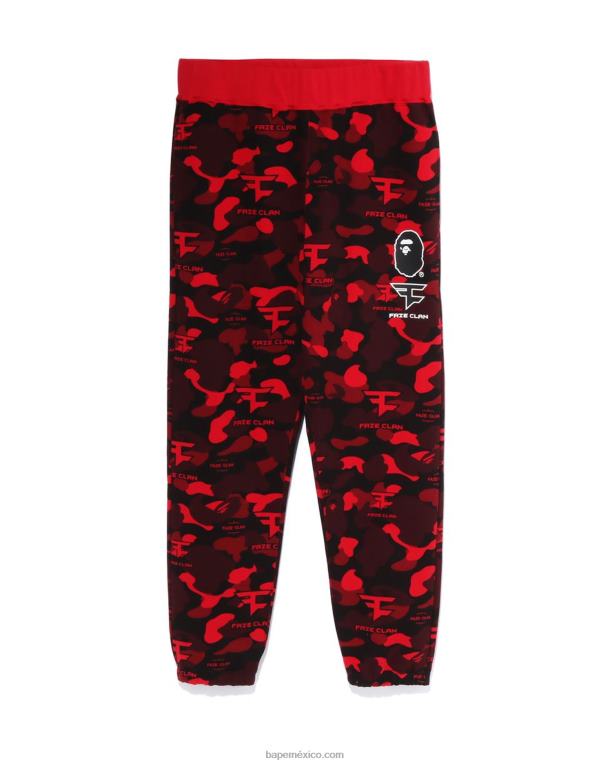 pantalones de chándal bape x faze clan hombres00RH271 rojo brillante