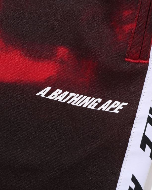pantalones de chándal tie dye hombres A Bathing Ape 00RH239 rojo brillante