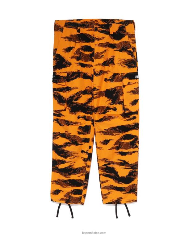 pantalones militares de ajuste relajado con camuflaje de tigre hombres A Bathing Ape 00RH336 naranja