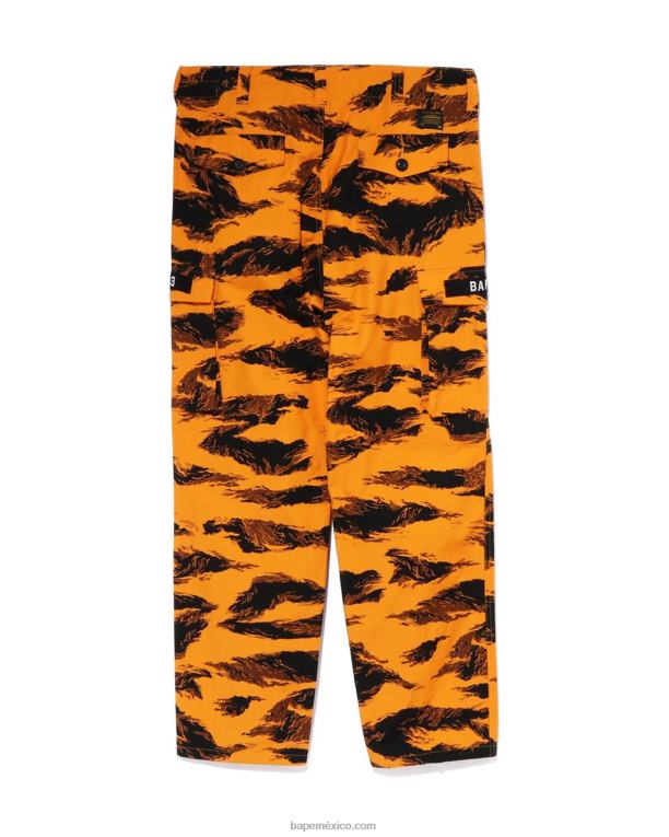 pantalones militares de ajuste relajado con camuflaje de tigre hombres A Bathing Ape 00RH336 naranja