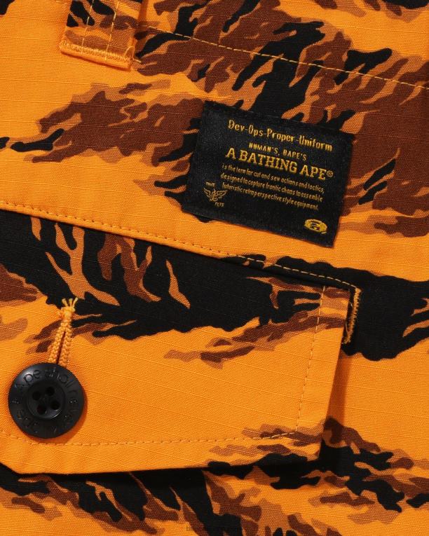 pantalones militares de ajuste relajado con camuflaje de tigre hombres A Bathing Ape 00RH336 naranja