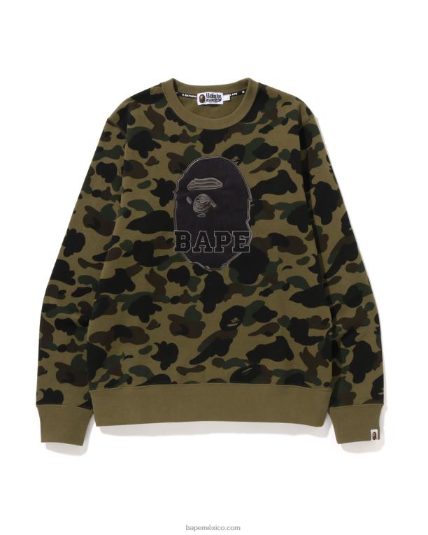 1er cuello redondo de camuflaje hombres A Bathing Ape 00RH366 ejercito verde