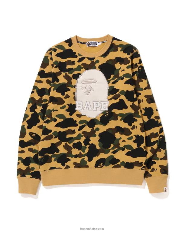 1er cuello redondo de camuflaje hombres A Bathing Ape 00RH367 amarillo