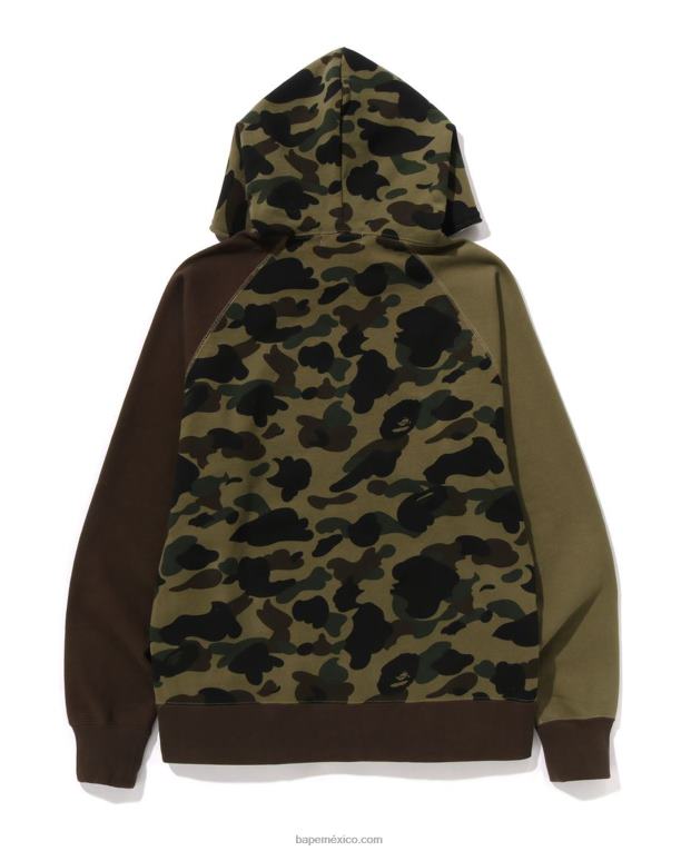 1st camo crazy college sudadera con cremallera completa hombres A Bathing Ape 00RH254 ejercito verde