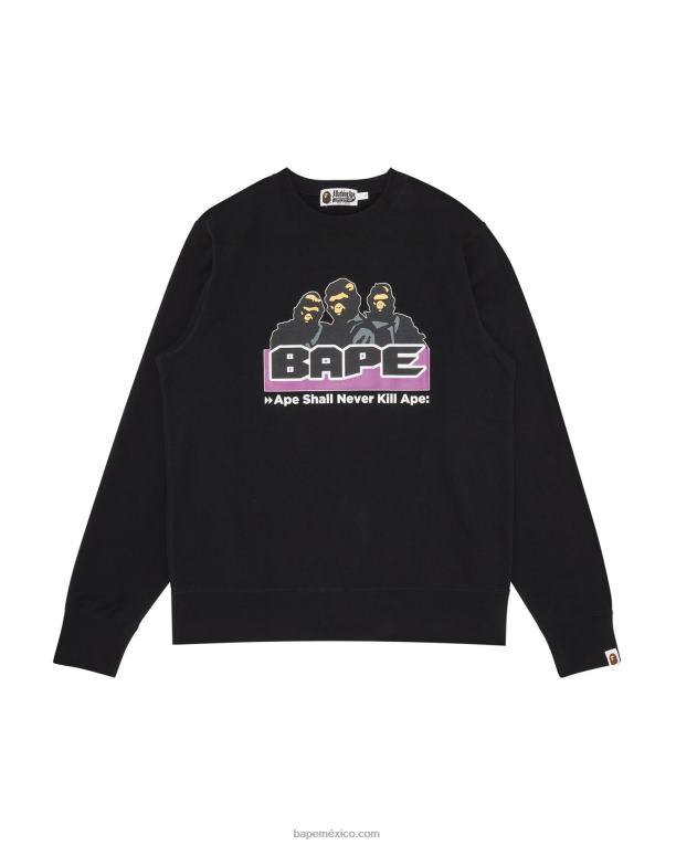 archivo de cuello redondo hombres A Bathing Ape 00RH320 negro