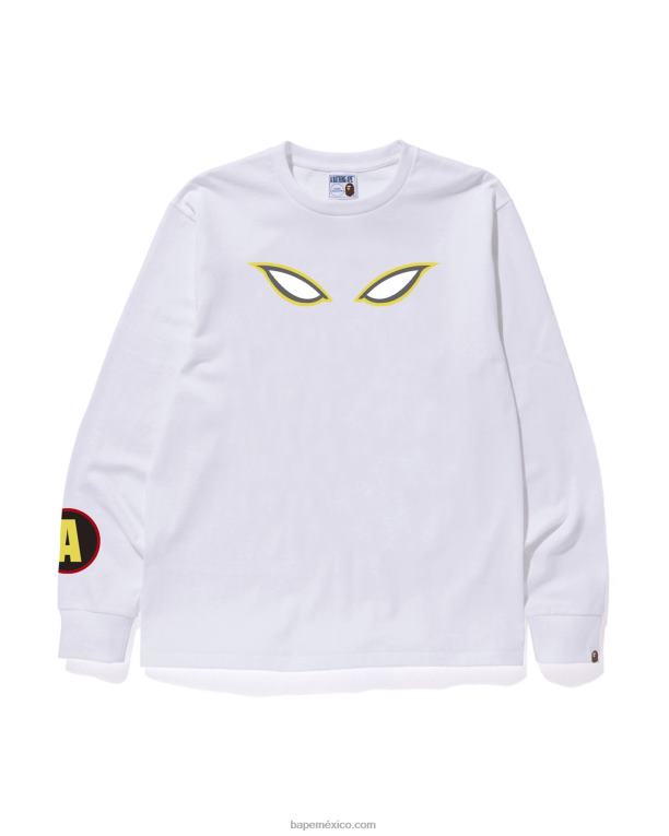 camiseta de sombra hombres A Bathing Ape 00RH110 blanco
