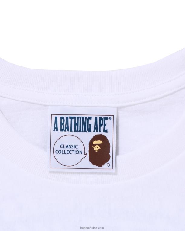 camiseta de sombra hombres A Bathing Ape 00RH110 blanco