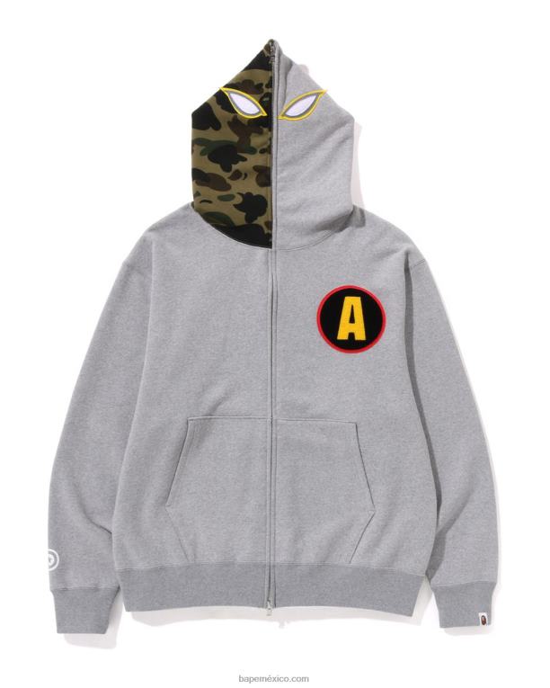 sudadera con capucha y cremallera completa shadow hombres A Bathing Ape 00RH180 gris