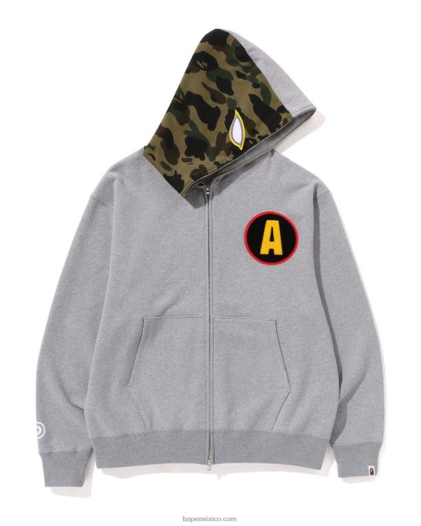 sudadera con capucha y cremallera completa shadow hombres A Bathing Ape 00RH180 gris
