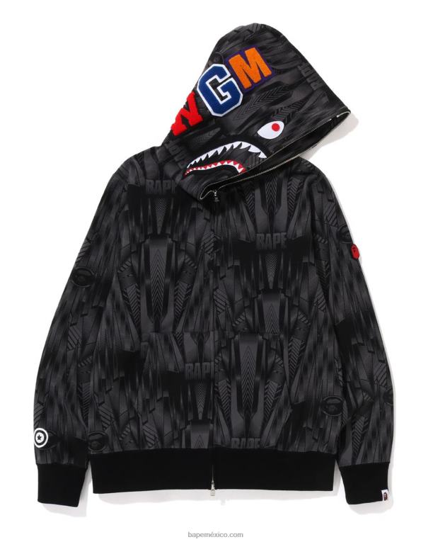 sudadera con capucha y cremallera completa speed racer shark hombres A Bathing Ape 00RH302 negro