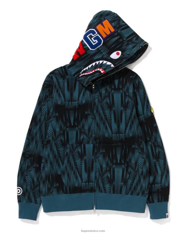 sudadera con capucha y cremallera completa speed racer shark hombres A Bathing Ape 00RH303 azul
