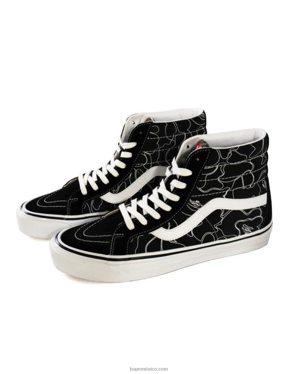 bape x vans línea abc camo sk8-hi hombres00RH724 negro