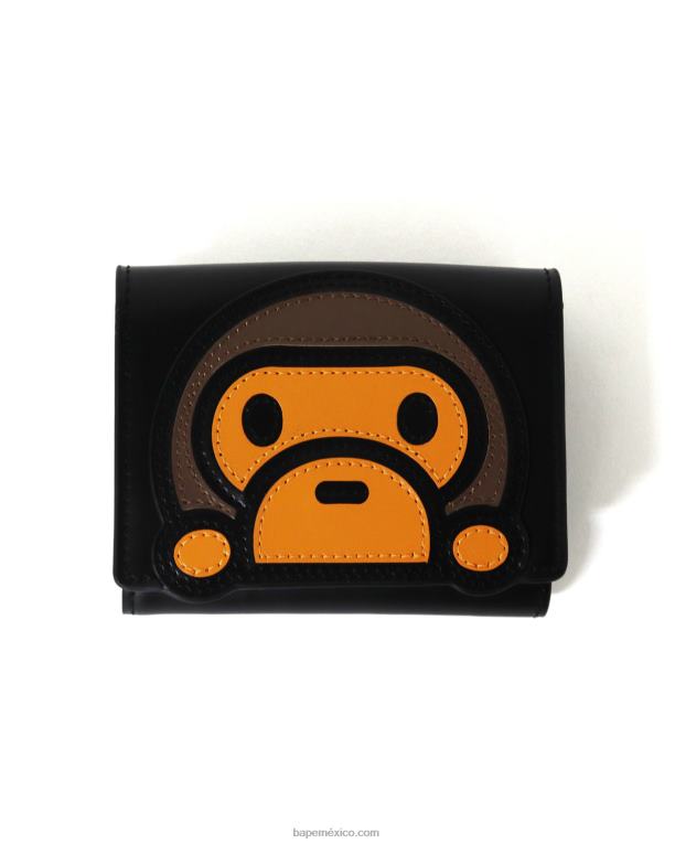 billetera de cuero bebe milo mujer A Bathing Ape 00RH1158 negro